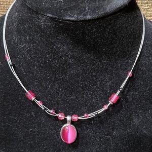 Maurices Pink and Silver Beaded Necklace